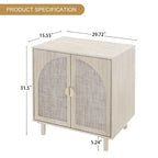 Meuble d'appoint de rangement en rotin avec portes, buffet - 75L x 40l x 80H cm