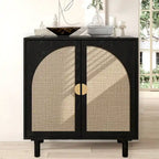 Meuble d'appoint de rangement en rotin avec portes, buffet - 75L x 40l x 80H cm