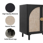 Meuble d'appoint de rangement en rotin avec portes, buffet - 75L x 40l x 80H cm