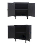 Meuble d'appoint de rangement en rotin avec portes, buffet - 75L x 40l x 80H cm