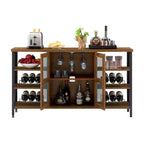 Meuble Bar Industriel, Buffet de Rangement pour Alcools, Desserte avec Range-Bouteilles et Porte-Verres 140 cm (l) x 35 cm (P) x 77 cm (H)
