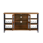 Meuble Bar Industriel, Buffet de Rangement pour Alcools, Desserte avec Range-Bouteilles et Porte-Verres 140 cm (l) x 35 cm (P) x 77 cm (H)