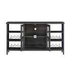 Meuble Bar Industriel, Buffet de Rangement pour Alcools, Desserte avec Range-Bouteilles et Porte-Verres 140 cm (l) x 35 cm (P) x 77 cm (H)