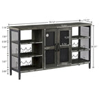 Meuble Bar Industriel, Buffet de Rangement pour Alcools, Desserte avec Range-Bouteilles et Porte-Verres 140 cm (l) x 35 cm (P) x 77 cm (H)