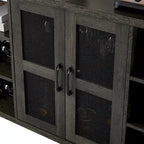 Meuble Bar Industriel, Buffet de Rangement pour Alcools, Desserte avec Range-Bouteilles et Porte-Verres 140 cm (l) x 35 cm (P) x 77 cm (H)