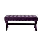 Banc rembourré en velours prune 45 - 45,27L x 19,68W x 19,29H