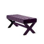 Banc rembourré en velours prune 45 - 45,27L x 19,68W x 19,29H