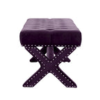 Banc rembourré en velours prune 45 - 45,27L x 19,68W x 19,29H
