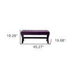 Banc rembourré en velours prune 45 - 45,27L x 19,68W x 19,29H