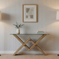 Console table à plateau en verre - 58x16x34