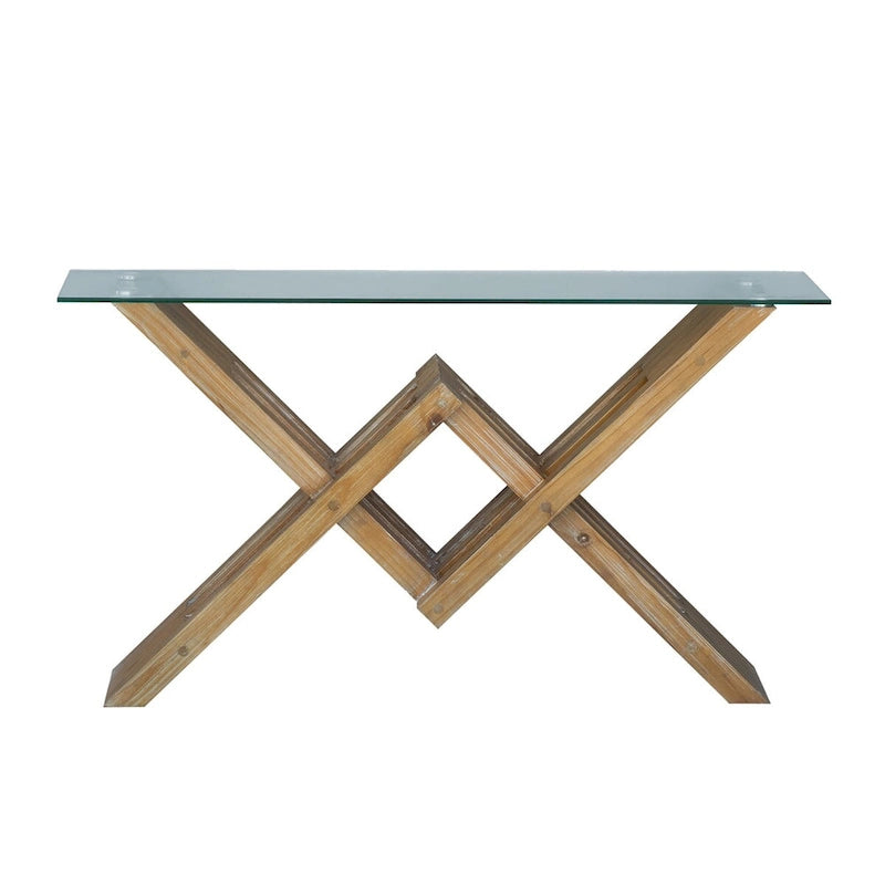 Console table à plateau en verre - 58x16x34
