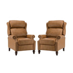 Fauteuil inclinable moderne en cuir véritable avec clous décoratifs (ensemble de 2)