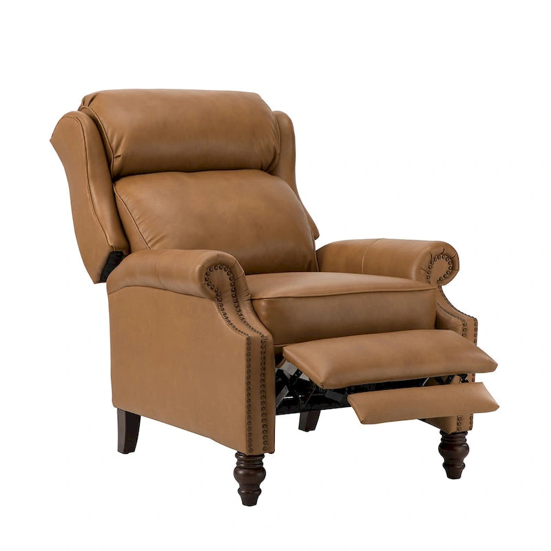 Fauteuil inclinable moderne en cuir véritable avec clous décoratifs (ensemble de 2)