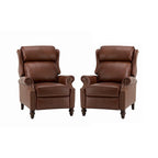 Fauteuil inclinable moderne en cuir véritable avec clous décoratifs (ensemble de 2)