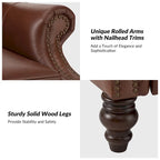 Fauteuil inclinable moderne en cuir véritable avec clous décoratifs (ensemble de 2)