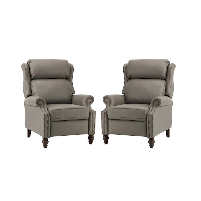 Fauteuil inclinable moderne en cuir véritable avec clous décoratifs (ensemble de 2)