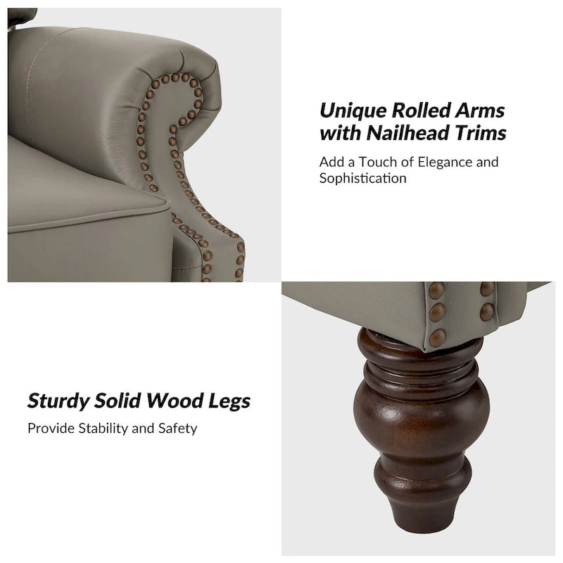 Fauteuil inclinable moderne en cuir véritable avec clous décoratifs (ensemble de 2)