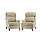 Fauteuil inclinable moderne en cuir véritable avec clous décoratifs (ensemble de 2)