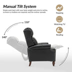 Fauteuil inclinable moderne en cuir véritable avec clous décoratifs (ensemble de 2)