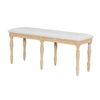 Banc de salle à manger capitonné traditionnel vintage de 128 cm avec 6 pieds en bois massif