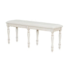 Banc de salle à manger capitonné traditionnel vintage de 128 cm avec 6 pieds en bois massif
