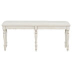 Banc de salle à manger capitonné traditionnel vintage de 128 cm avec 6 pieds en bois massif