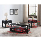 Lot de 3 tables basses en bois finition noire