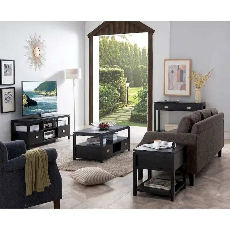 Lot de 3 tables basses en bois finition noire