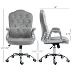 Chaise de bureau à domicile, chaise d'ordinateur en velours, chaise de bureau capitonnée avec roulettes pivotantes, hauteur réglable et fonction d'inclinaison