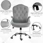 Chaise de bureau à domicile, chaise d'ordinateur en velours, chaise de bureau capitonnée avec roulettes pivotantes, hauteur réglable et fonction d'inclinaison