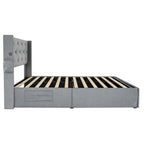 Cadre de lit double avec sommier relevable et ports USB