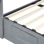 Cadre de lit double avec sommier relevable et ports USB