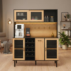 Farmhouse Coffee Bar Cabinet with Wine Rack